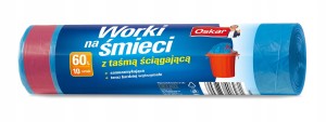 Worki na śmieci z taśmą niebieski Oskar 10szt x60l