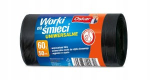Worki na śmieci uniwersalne hd Oskar 50 szt x 60 l