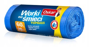 Worki na śmieci Oskar TOPBAGS niebieskie 20x60 l