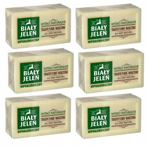 Biały Jeleń mydło naturalne SZARE w kostce 6x150g