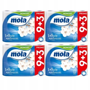 MOLA 9+3 PAPIER TOALETOWY BAWEŁNIANA BIEL 48 ROLEK