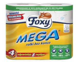 Papier toaletowy FOXY MEGA DŁUGI PAKIET 4 Rolki 3w
