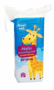 Biały miś płatki kosmetyczne kwadratowe 60 szt.