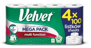 Ręcznik Papierowy Velvet 100 listków 4 sztuki MEGA