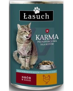 Karma dla kota Łasuch puszka 410g drób