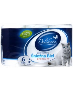 Papier delikato śnieżna biel premium 3 warstwowy 6 rolek