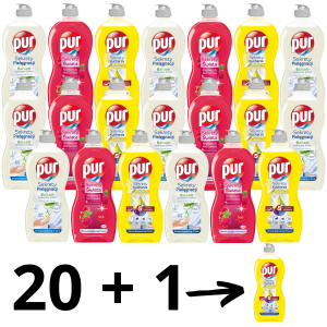 PUR PŁYN DO NACZYŃ MALINA LEMON ALOES 450ml x 20 szt+ 1