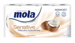 Papier Toaletowy MOLA SENSITIVE MLECZKO KOKOSOWE 8 rolek 3W