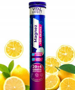VITAL EFFECT Magnez + B6 Skurcz - BEZ CUKRU 24 Tabletki Musujące