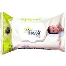 Chusteczki nawilżane dla dzieci Fresh z klipsem 72 szt