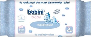 Chusteczki nawilżane bobini dla dzieci hipoalergiczne 60szt
